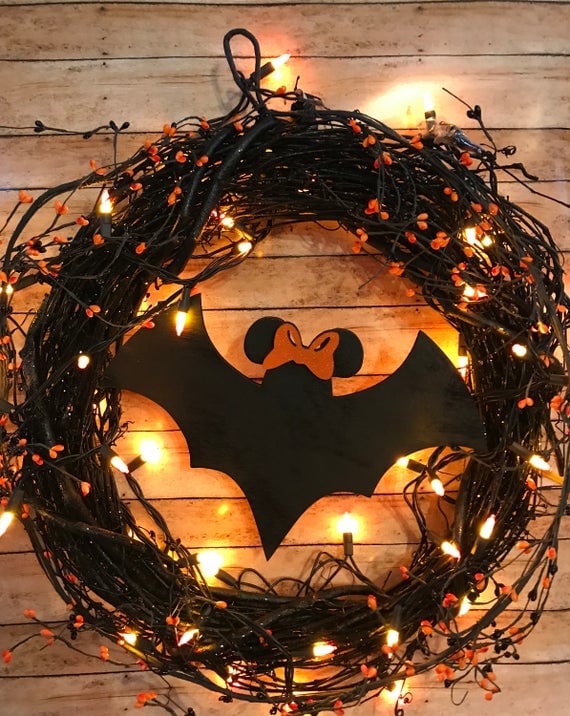 Mickey and Minnie Bat Halloween Wreath