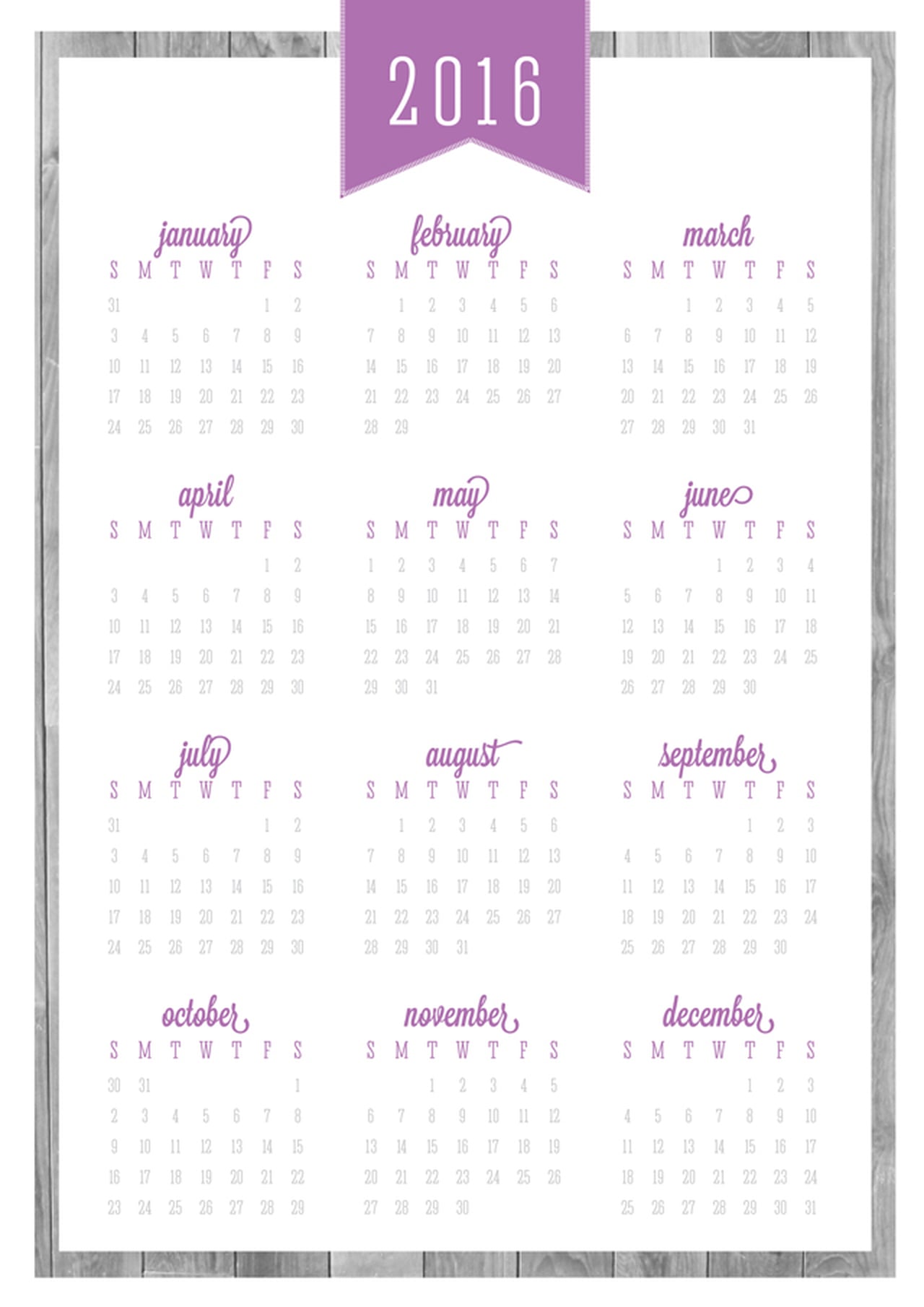 2016 Free Printable Calendars | PS Smart Living