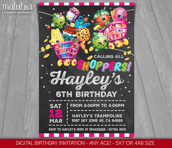 Shopkins chalkboard invitation