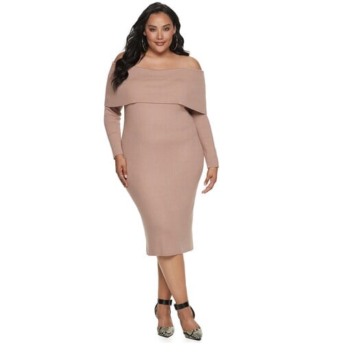 Apt. 9 x Cara Santana Plus Size Off-the-Shoulder Sweater Dress