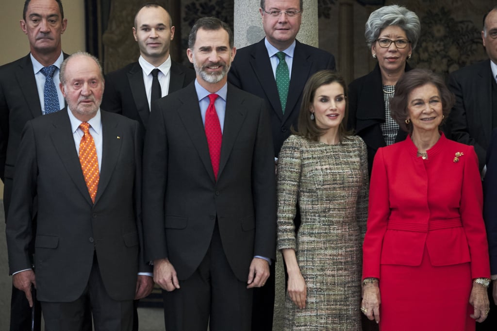 King Juan Carlos, King Felipe VI, Queen Letizia, and Queen Sofía at the National Sports Awards in Madrid.