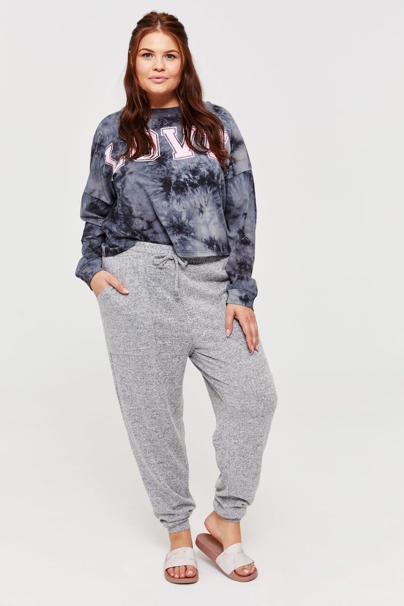 Ardene Destination Sweatpants in Light Grey | Size | Polyester/Cotton |  Fleece-Lined