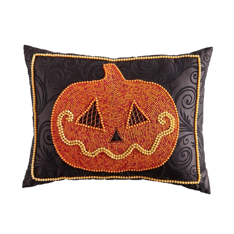 Beaded Jack-O-Lantern Lumbar Pillow