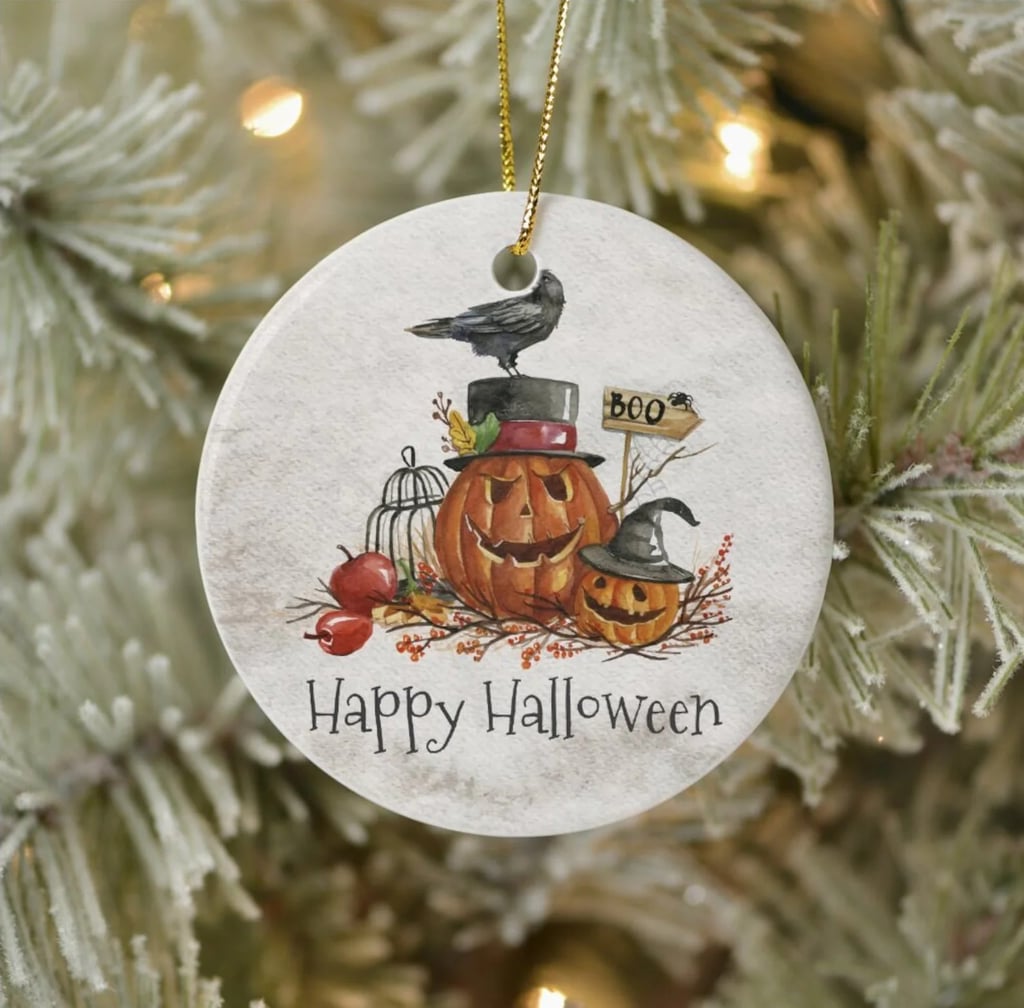 "Happy Halloween" Pumpkin Plate Ornament