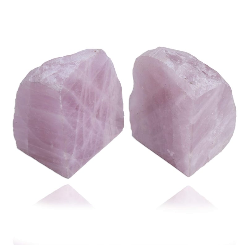 AMOYSTONE Rose Quartz Crystal Stone Bookends