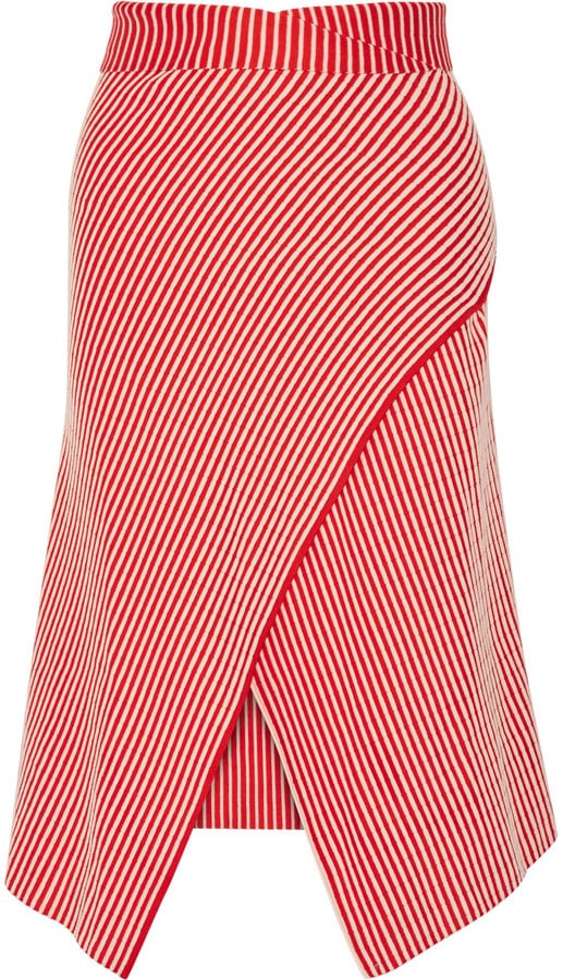 Jonathan Saunders Serle Wrap-Effect Striped Cotton-Blend Midi Skirt ($1,070)