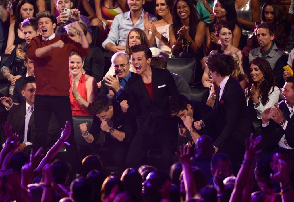 One Direction Celebrating Their Win at the MTV VMAs in 2012