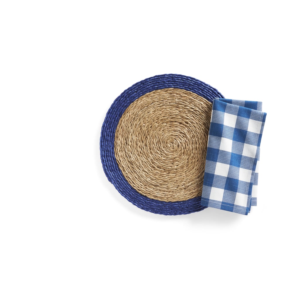Crate & Barrel x Draper James Abaca Placemat ($20) and Crate & Barrel x Draper James Check Napkin ($8)