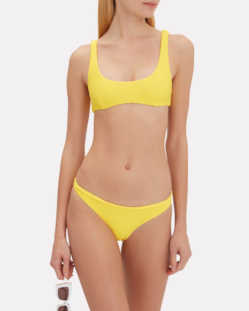 Inc Swim Yellow Rib Scoop Neck Bikini Top