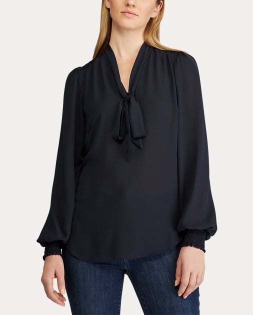 Ralph Lauren x Friends Georgette Tie-Neck Top