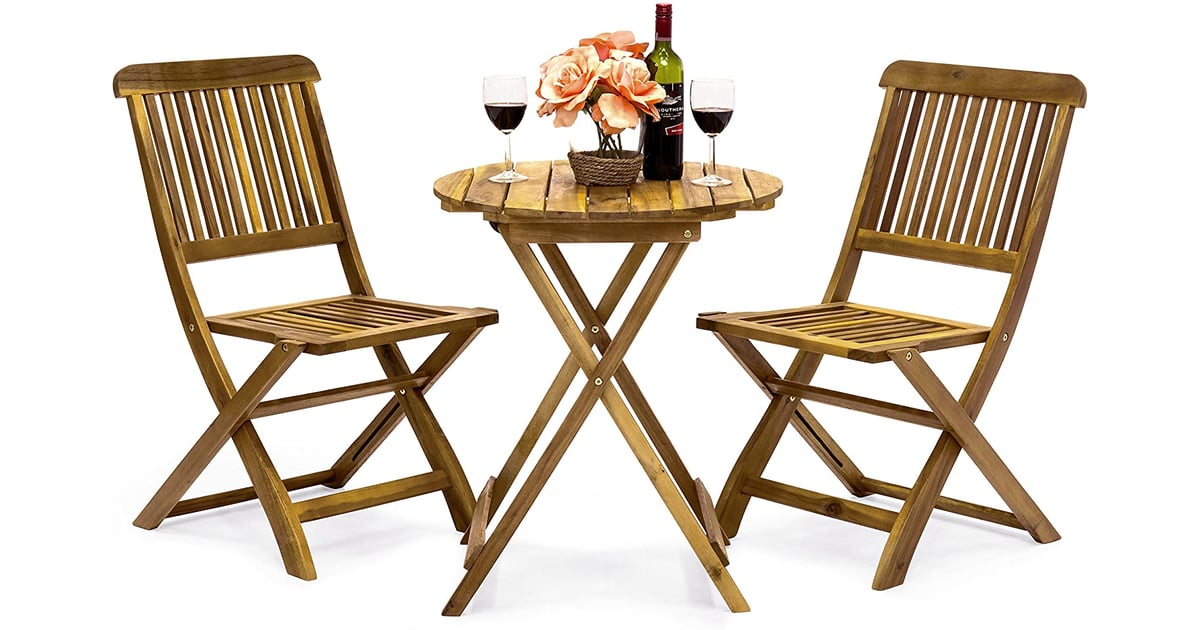 Best Choice Products 3 Piece Folding Acacia Wood Patio Bistro Set