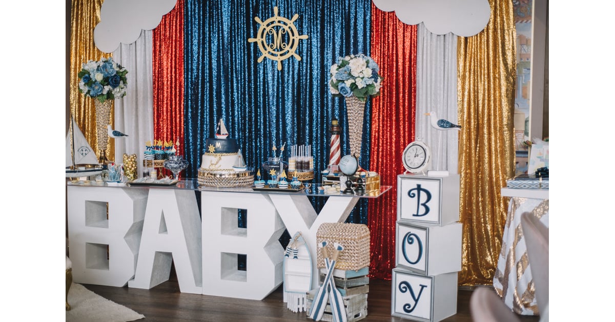 Baby Toddlers Kids Parenting This Nautical Baby Shower Had Glitzy Details Adorable Sailboats And Breakfast Burgers Popsugar Family Photo 12