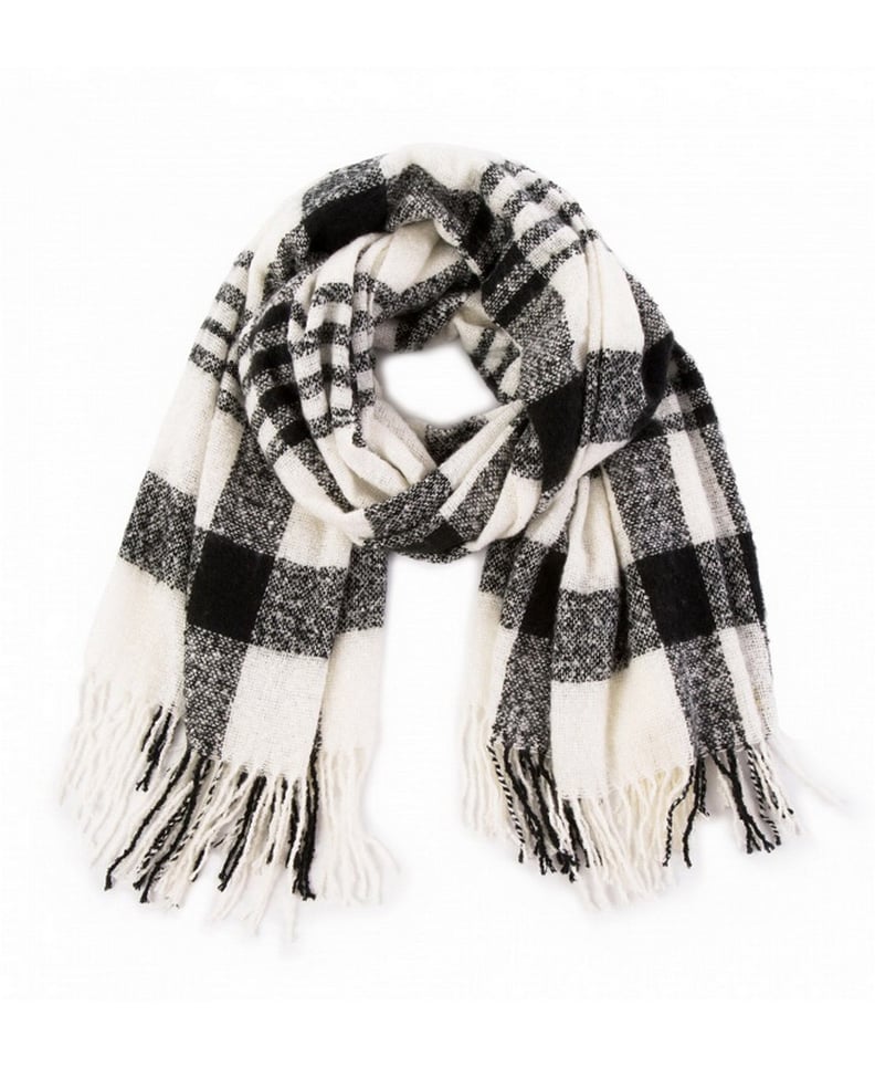 Glitzhome Plaid Scarf With Tassels