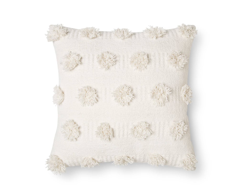 Cream Pom Pom Decorative Pillow ($20)