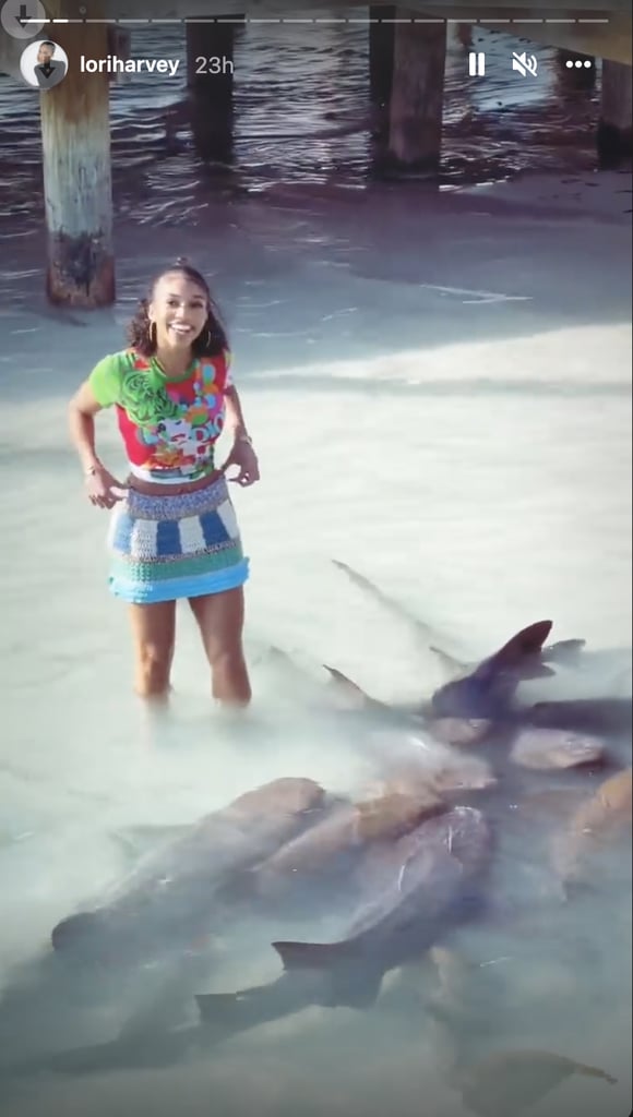 Lori Harvey Went Swimming With Sharks in a Dior T-Shirt