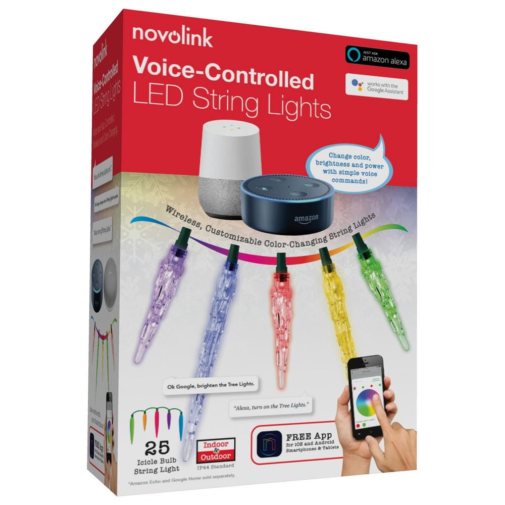 Novolink Voice-Controlled LED Icicle String Lights