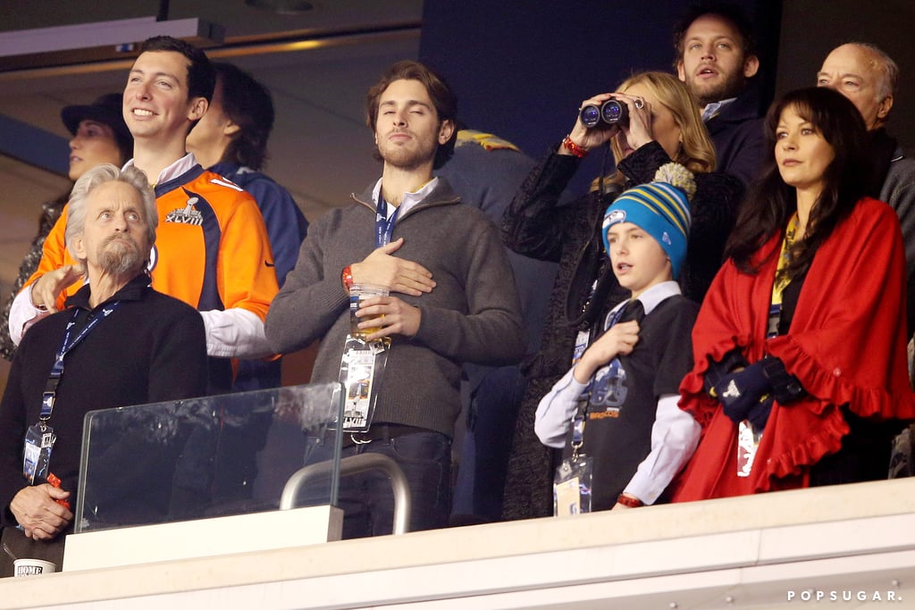 Catherine Zeta-Jones and Michael Douglas brought their family to the Super Bowl.