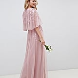 asos design pretty embroidered floral and sequin mesh maxi dress