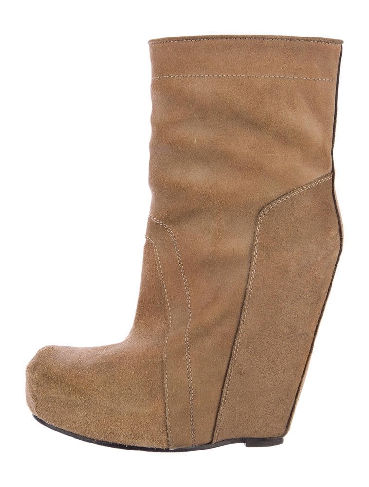 Rick Owens Suede Wedge Boots