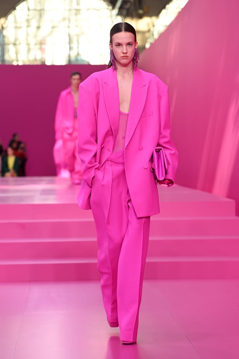 Dua Lipa Wearing Pink Valentino Suit and Bra on Instagram