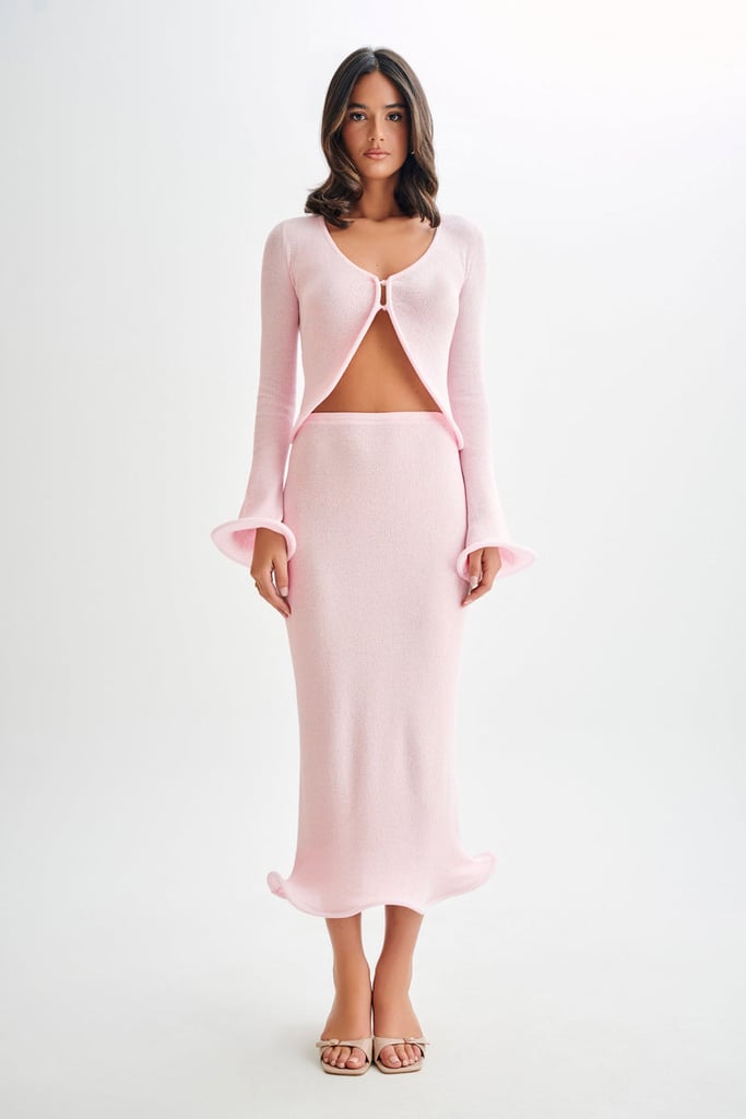 Meshki Gigi Knit Midi Skirt in Misty Rose