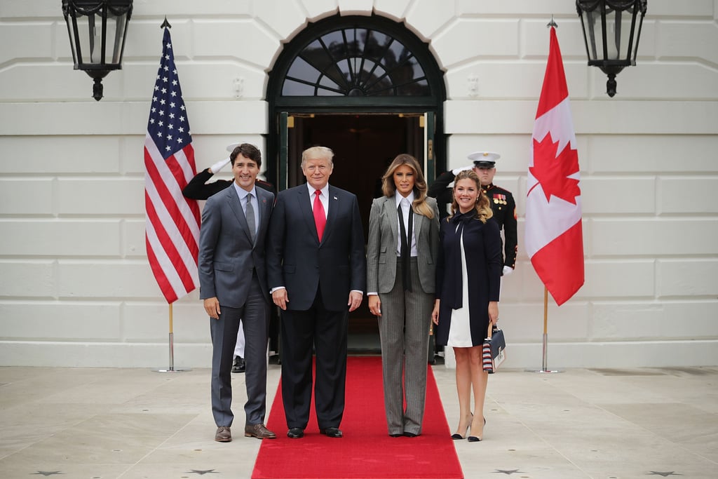 Melania Trump's Pinstripe Suit With Tie