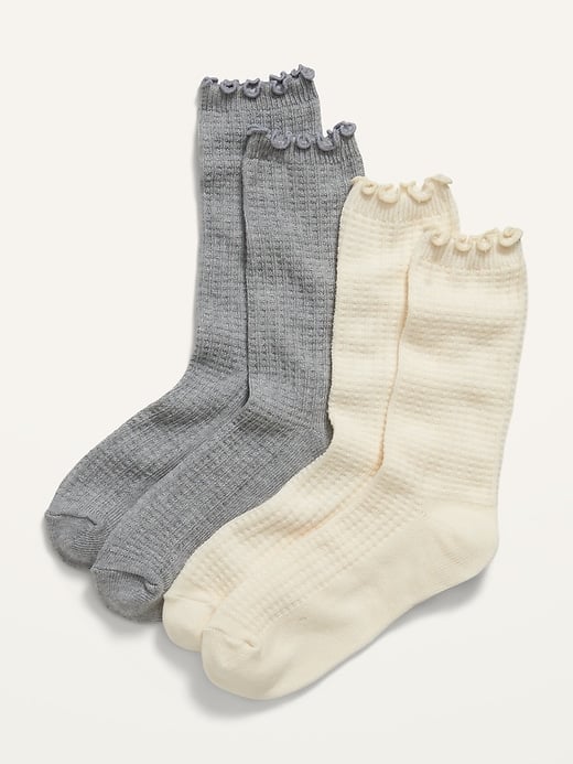 Old Navy WaffleKnit LettuceEdge Socks 2Pack Shop the Best Online