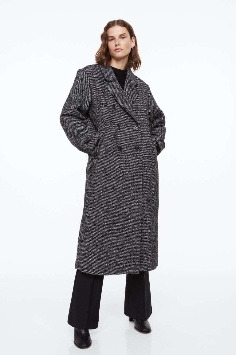 H&M双排扣羊毛混纺大衣