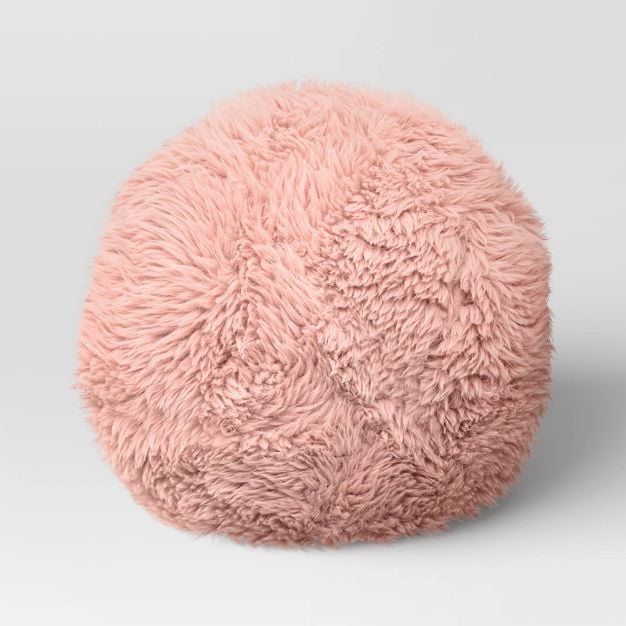 Room Essentials Faux Fur Round Ball Throw Pillow