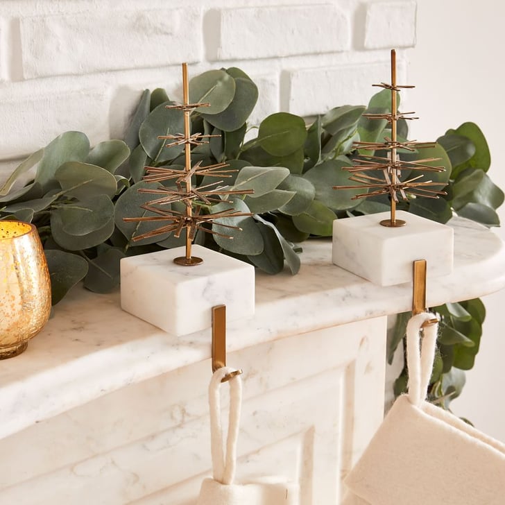 West Elm Modern Marble Brass Stocking Holder Best Holiday Decor From