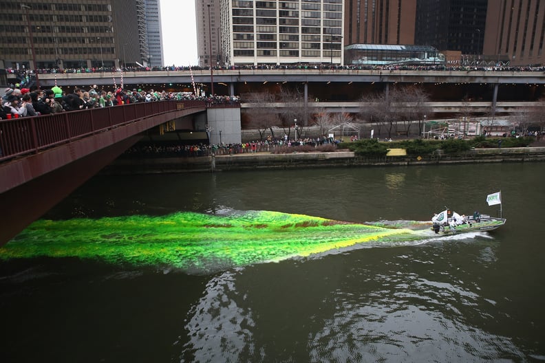 But the main attraction is the Chicago River, dyed green.