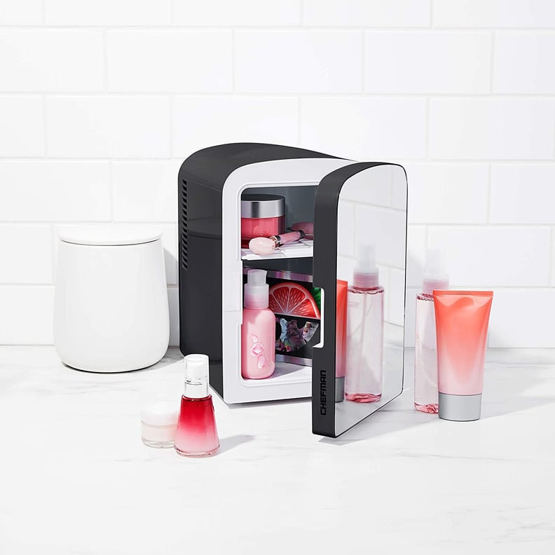 A Stylish Mini Fridge: Chefman Portable Mirrored Personal Fridge