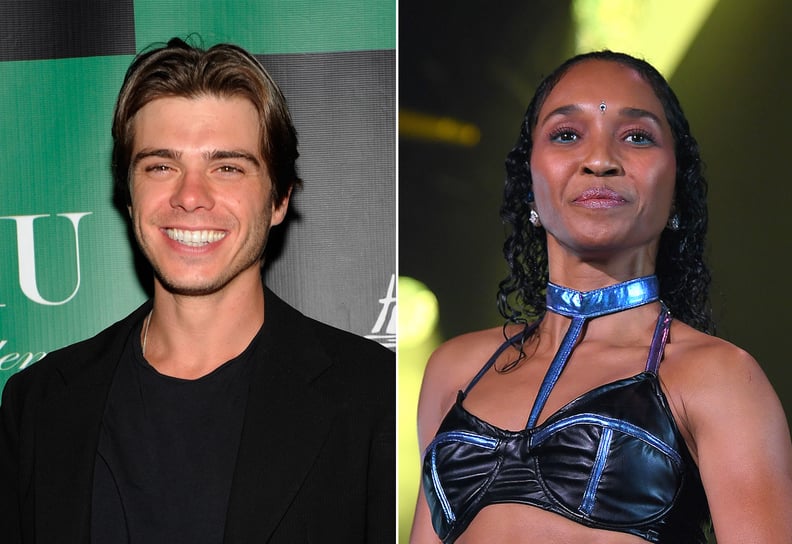 On left, star Matthew Lawrence in front of a green background. On the right, singer Chili of TLC onstage in front of a black background. 