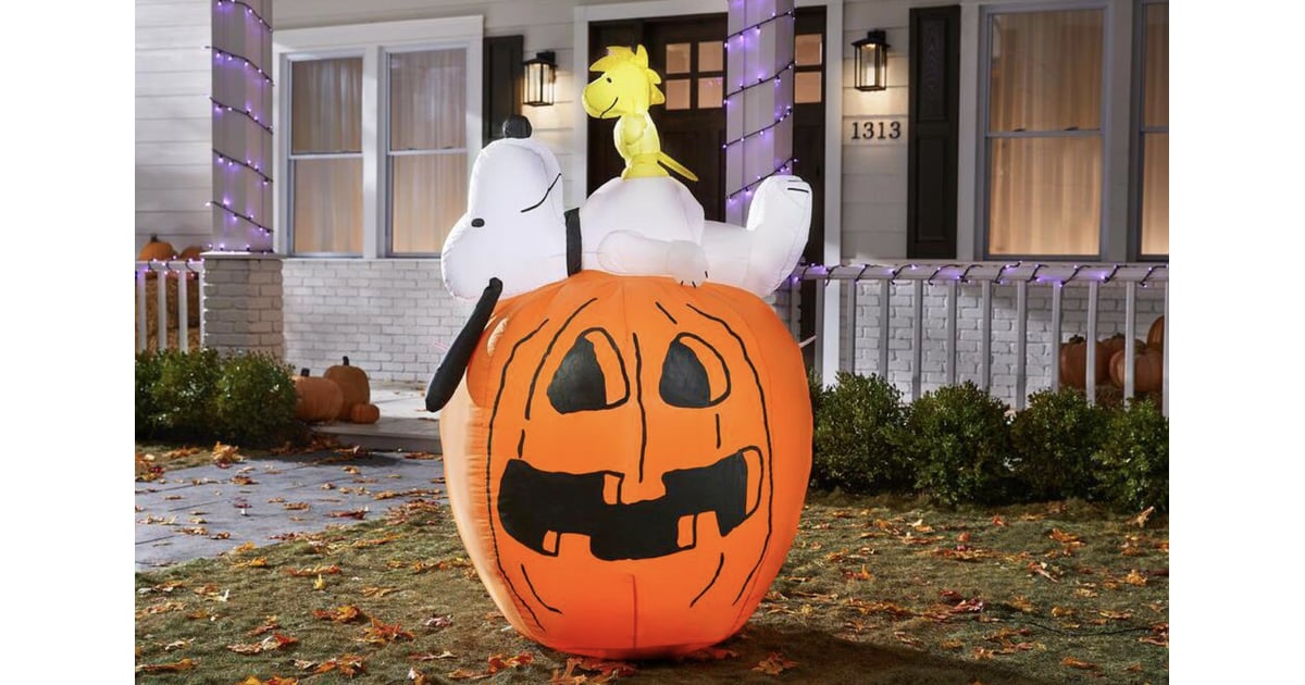 PreLit Snoopy and Woodstock on Pumpkin Halloween Inflatable Home Depot Halloween Decor 2020