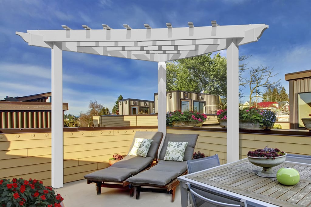 For Corners: Vita Alcove Vinyl Pergola