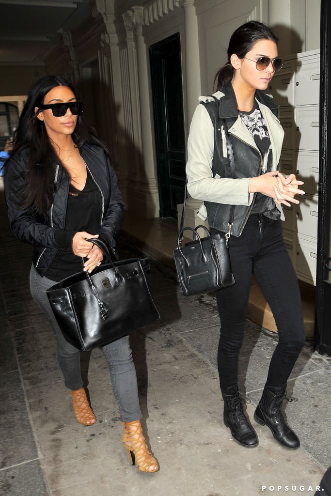 Kim Kardashian and Kendall Jenner at Paris Fashion Week 2014