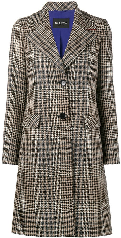 Etro Wide-Collar Check Coat