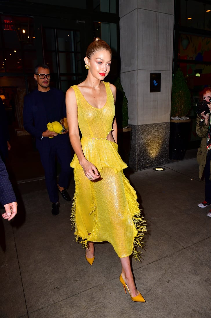 Check out the Sexy Cutout on the Side | Gigi Hadid Yellow Prabal Gurung ...