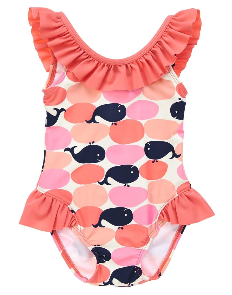 Ruffle Whale Print Swimsuit