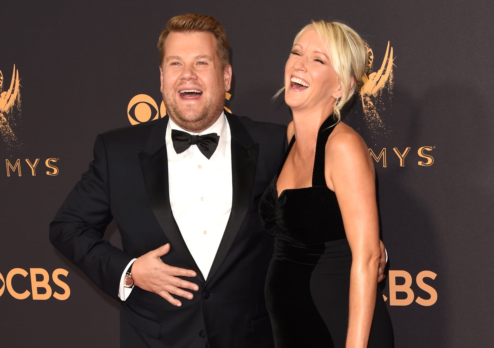 James Corden and Julia Carey at the 2017 Emmys POPSUGAR Celebrity