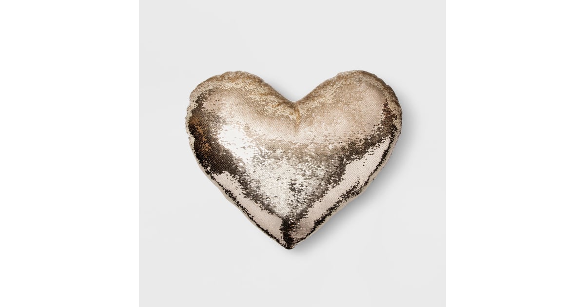 Gold sequin heart pillow clearance
