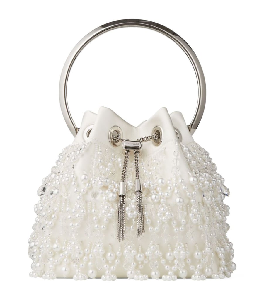 Jimmy Choo Embellished Satin Bon Bon Bucket Bag