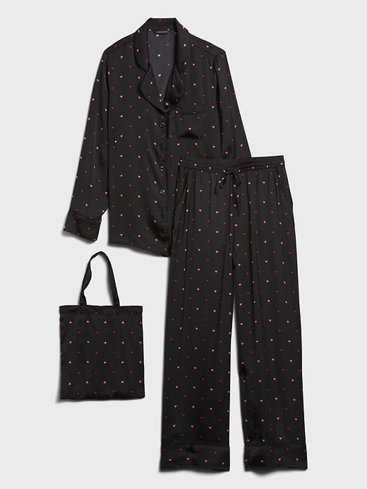 Banana Republic Heart Print Satin Pajama Set Banana Republic
