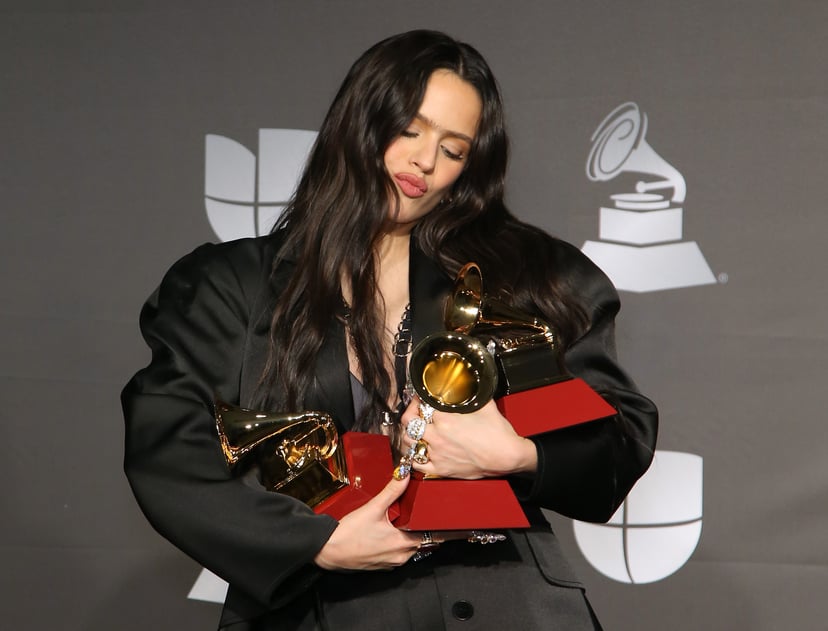LAS VEGAS, NEVADA - NOVEMBER 14: Rosalía, winner of Best Urban Song and Best Contemporary Pop Vocal Album poses in the press room during the 20th annual Latin GRAMMY Awards at MGM Grand Garden Arena on November 14, 2019 in Las Vegas, Nevada. (Photo by Gab