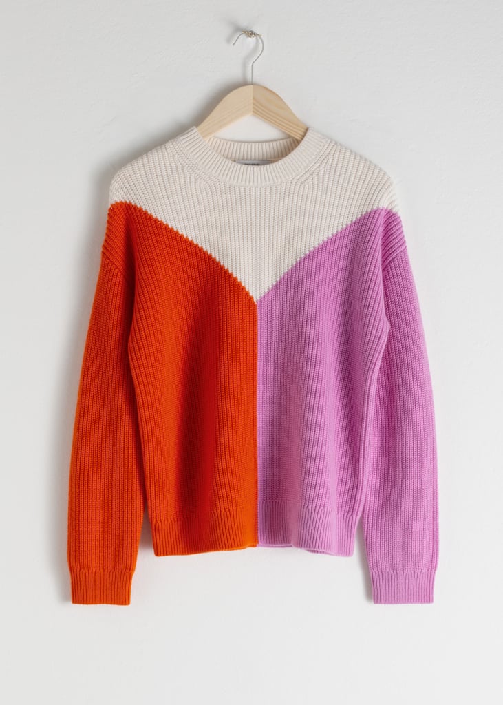 & Other Stories Wool Blend Color Block Sweater