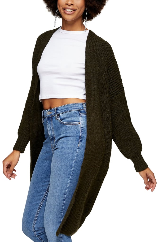 ribbed open front cardigan