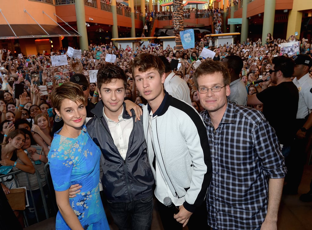 Shailene Woodley, Ansel Elgort, John Green, and Nat Wolff greeted thousands of screaming fans who came out for the first stop on their The Fault in Our Stars tour on Tuesday in Miami.