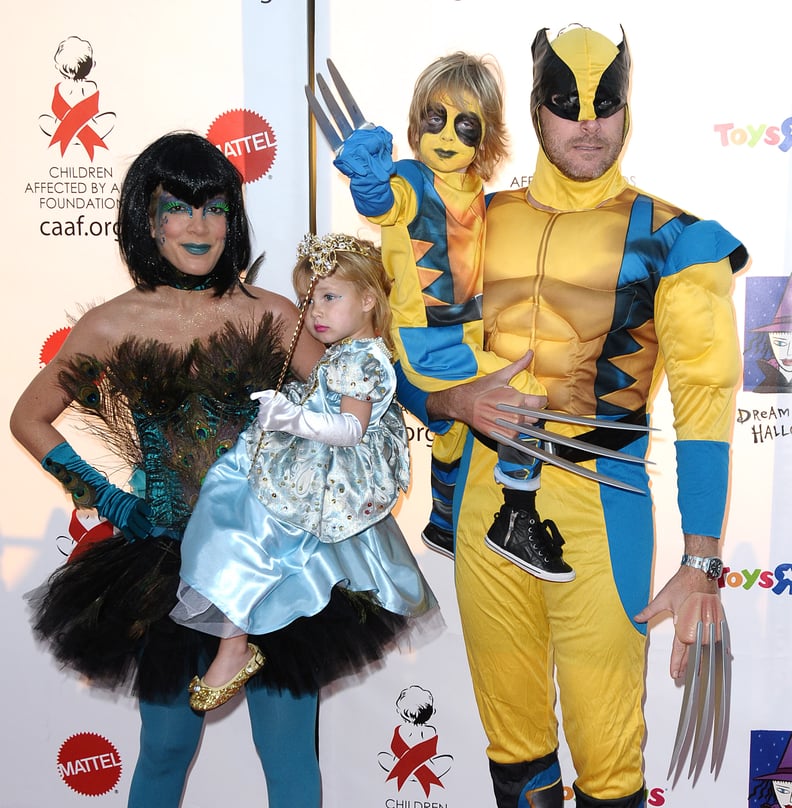 Tori Spelling and Her Family as a Fairy, a Princess, and Wolverine