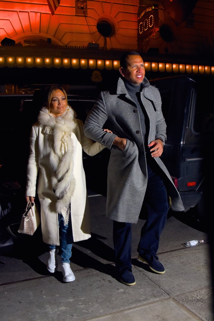 Jennifer Lopez's White Coat and Sneakers With Alex Rodriguez