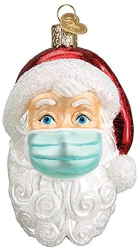 Old World Christmas Santa With Face Mask Ornament